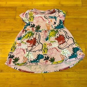 Fun Dinosaur-pattern Pink Playtime Dress, Size 3T